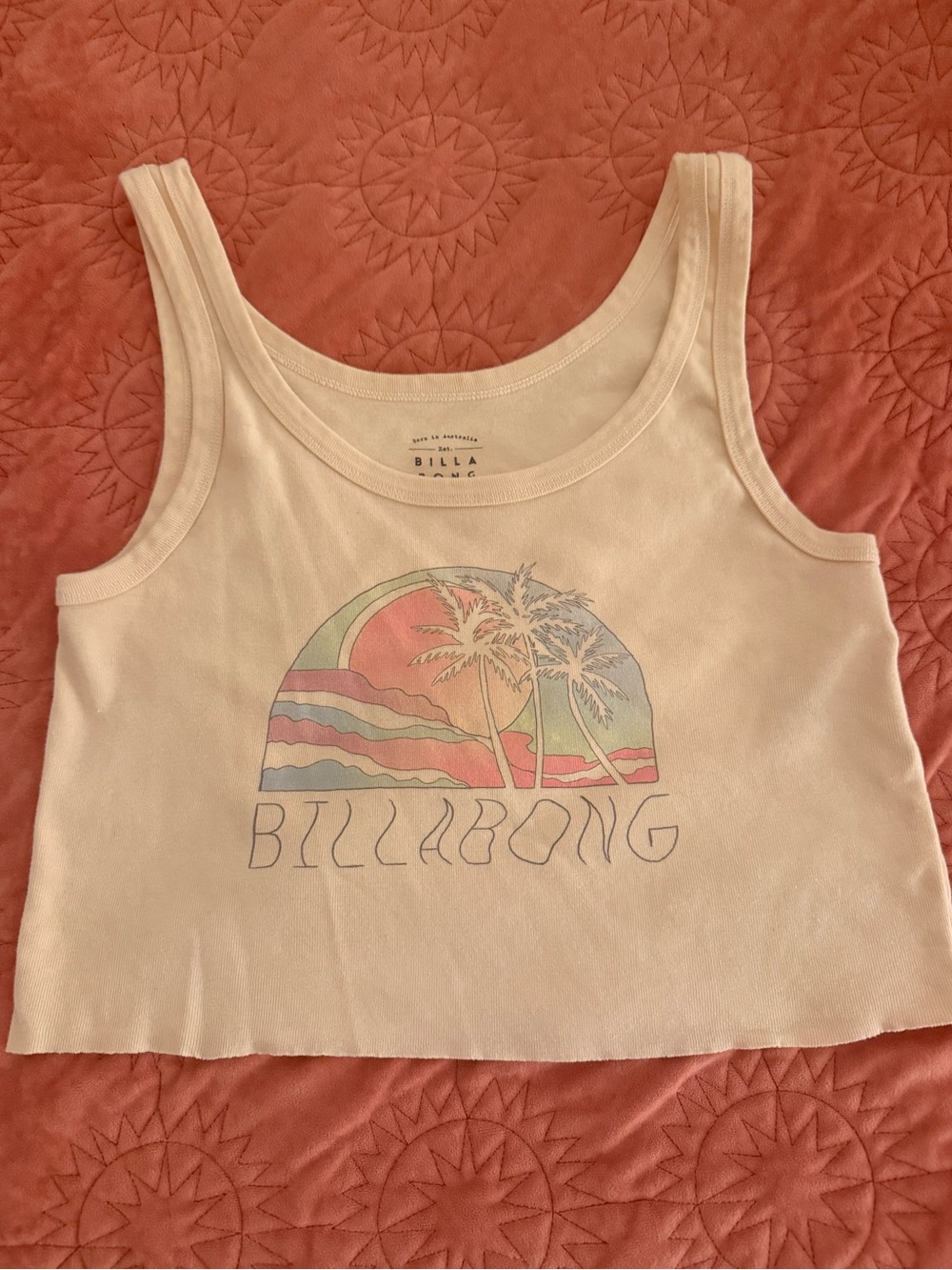 Billabong Yellow Graphic Cropped Tank with Pastel Sunset
